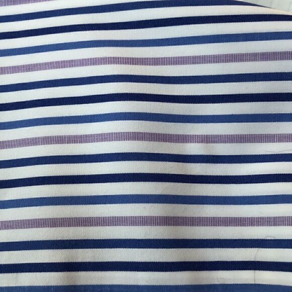 David Donahue Trim Dress shirt button down Men’s 17 34/35 White navy lavender - Picture 9 of 12